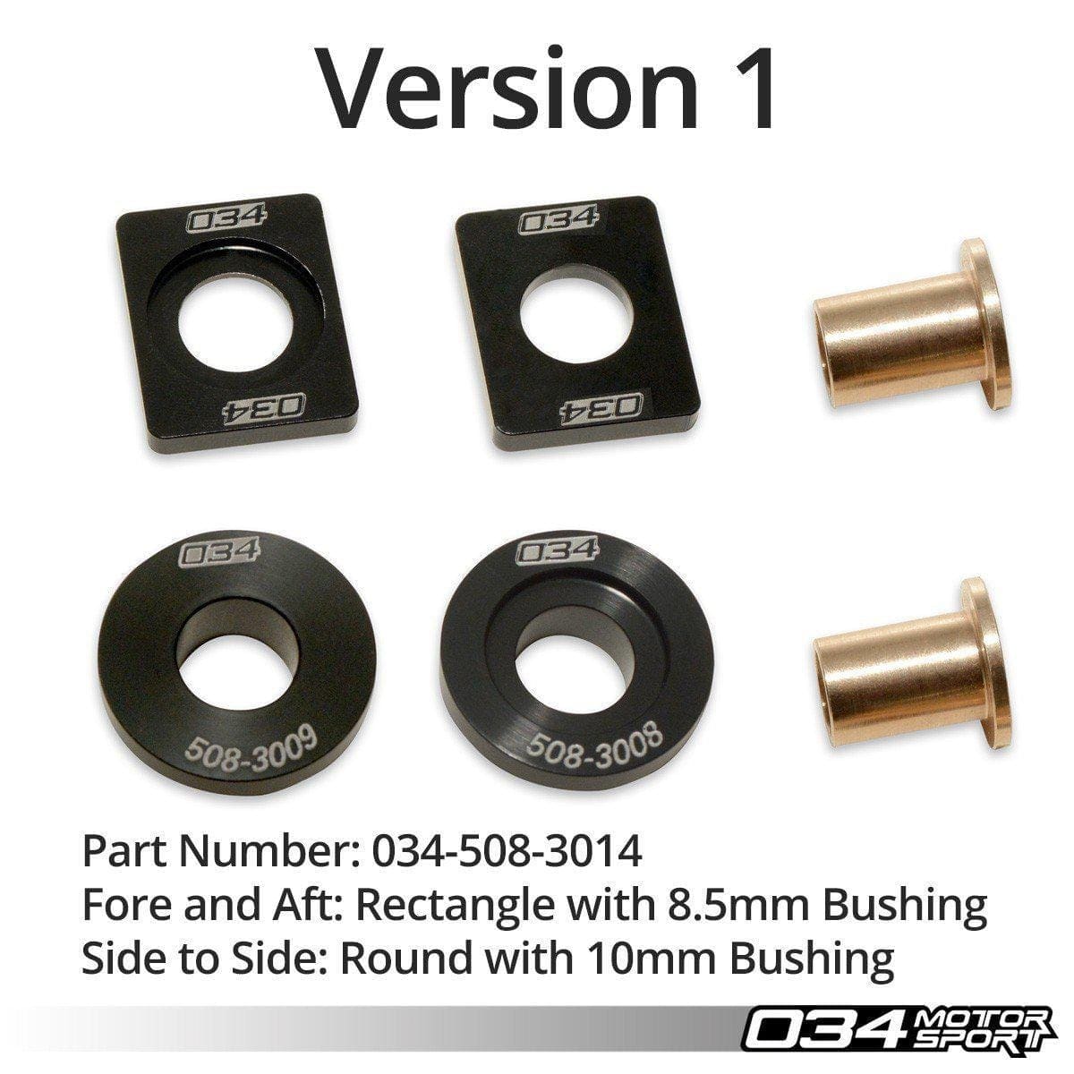 034 Billet Solid Manual Shifter Bushing Kit - 034-MT-SSBK